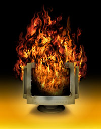 computer on fire