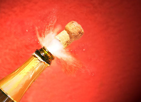 champagne bottle cork popping