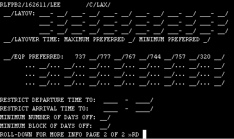 Page 2 of the PERRLF screen