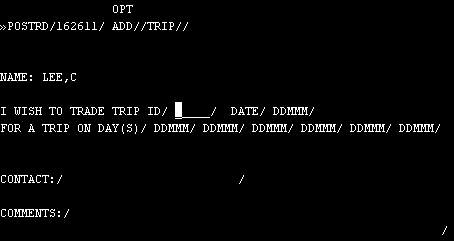 enter a trade in postrd trip screen