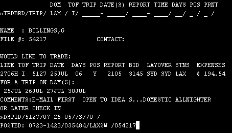 trdbrd individual trade posting screen